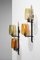 Lámparas de pared francesas vintage de vidrio y latón, 1950. Juego de 2, Imagen 8