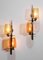 Vintage French Wall Lights in Glass and Brass, 1950, Set of 2, Image 2