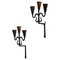 Vintage Brutalist Style Sconces in Wrought Iron, 1950, Set of 2 2