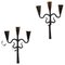 Vintage Brutalist Style Sconces in Wrought Iron, 1950, Set of 2 1
