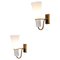Small Swedish G203 Sconces in Brass and Opaline by Hans Bergström, 1960, Set of 2 1