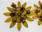 Florentiner goldene florale Einbauleuchten, 1960er, 2er Set 6