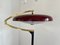 Mid-Century Italian Brass Red Acrylic Glass Reading Floor Lamp attributed to Stilux Milano, 1950s 6