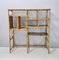 Postmodern Bamboo Bookcase with Smoked Glass Shelves & Four Stools, Italy, 1970s, Set of 5 9