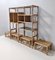 Postmodern Bamboo Bookcase with Smoked Glass Shelves & Four Stools, Italy, 1970s, Set of 5 6