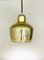 Lámpara colgante vintage en forma de campana dorada de Alvar Aalto para Louis Poulsen, años 60, Imagen 1