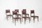 Wood and Red Leather Chairs attributed to Carlo De Carli, 1950s, Set of 6 1