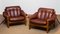 Brutalist Brazilian Brown Leather Armchairs attributed to Göte Möbler, 1970s, Set of 2 1