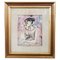 Migneco Giuseppe, Woman Portrait, 1950s, Watercolor on Paper, Framed 1