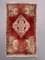 Petit Tapis Vintage en Laine Rouge et Beige 1