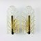 Scandinavian Glass & Brass Leaf Wall Lights or Sconces by Carl Fagerlund for JSB, 1960s, Set of 2 3