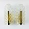 Scandinavian Glass & Brass Leaf Wall Lights or Sconces by Carl Fagerlund for JSB, 1960s, Set of 2 1