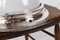 Lampada da soffitto in vetro opalino placcato in argento di Gec, anni '30, Immagine 6