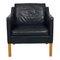 Black Aniline Leather 2321 Armchair by Børge Mogensen for Fredericia, 1990s 1