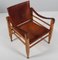 Patinated Saddle Leather Safari Armchair & Ottoman from Aaage Bruru & Son, 1960s, Set of 2, Image 6