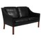 Black Leather Model 2208 Sofa attributed to Børge Mogensen for Fredericia 1