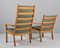Highback and Lowback Model GE284 Armchairs attributed to Hans J. Wegner for Getama, 1990s, Set of 2 5