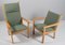 Highback and Lowback Model GE284 Armchairs attributed to Hans J. Wegner for Getama, 1990s, Set of 2 2