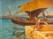 Mercanti arancioni sulla costa mediterranea, XIX o inizio XX secolo, olio su tela, con cornice, Immagine 5