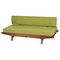 Mid-Century Danish Teak & Sage Green Fabric Extendable Sofa in style of Hans Olsen, 1960s 1