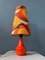 Lámpara de mesa era espacial Mid-Century de cerámica y tela naranja, años 70, Imagen 1
