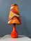 Mid-Century Space Age Orange Ceramic and Textile Table Lamp, 1970s 1