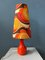 Lámpara de mesa era espacial Mid-Century de cerámica y tela naranja, años 70, Imagen 6