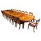 20th Century Marquetry Burr Walnut Extending Dining Table & Chairs, 1980s, Set of 19 1