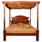 20th Century Mahogany Four Poster Bed with Silk Canopy, 1990s 1