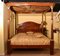 20th Century Mahogany Four Poster Bed with Silk Canopy, 1990s 4
