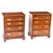 20th Century Burr Walnut Bedside Chests Cabinets with Slides, 1950s, Set of 2 1