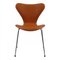 Sedia 3107 in pelle color cognac di Arne Jacobsen per Fritz Hansen, Immagine 1