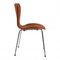 Sedia 3107 in pelle color cognac di Arne Jacobsen per Fritz Hansen, Immagine 3