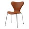 Sedia 3107 in pelle color cognac di Arne Jacobsen per Fritz Hansen, Immagine 2