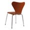 Sedia 3107 in pelle color cognac di Arne Jacobsen per Fritz Hansen, Immagine 4
