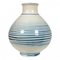 Vase Blanc à Rayures Bleues par Herman Kähler 1