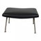 Black Leather Wing Ottoman from Hans Wegner 1