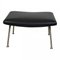 Black Leather Wing Ottoman from Hans Wegner, Image 1