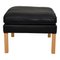 Black Oak Bizon Leather 2202 Footstool by Børge Mogensen for Fredericia, 1980s 2