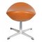 Cognac Classic Leather Egg Footstool by Arne Jacobsen, 1990s 3