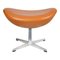 Cognac Classic Leather Egg Footstool by Arne Jacobsen, 1990s 1