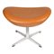 Cognac Classic Leather Egg Footstool by Arne Jacobsen, 1990s 2