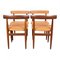Teak and Cognac Aniline Leather Roundette Table with Chairs by Hans Olsen for Frem Røjle, 1890s 7