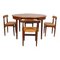 Teak and Cognac Aniline Leather Roundette Table with Chairs by Hans Olsen for Frem Røjle, 1890s 2