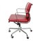 Silla de oficina Ea-217 de cuero rojo oscuro de Charles Eames para Vitra, década de 2000, Imagen 5