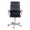 Sedia da ufficio Oxford con schienale alto e pelle nera di Arne Jacobsen, Immagine 1