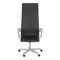 Chaise de Bureau Haute Oxford en Cuir Noir par Arne Jacobsen 1