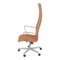 Cognac Aniline Leather Oxford High Chair by Arne Jacobsen 3