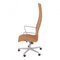 Cognac Aniline Leather Oxford High Chair by Arne Jacobsen, Image 3