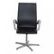 Black Leather and Chrome Frame Oxford Chair by Arne Jacobsen 1